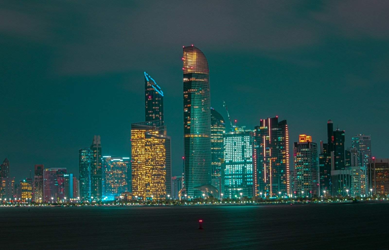Abu Dhabi skyline at night