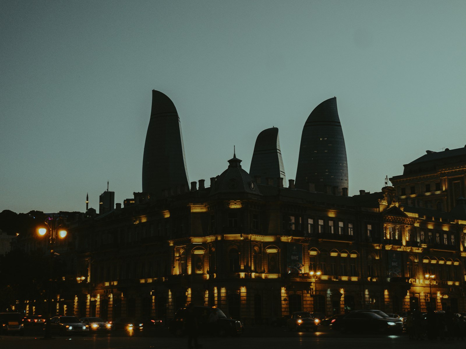 Baku Flame Towers at dusk
